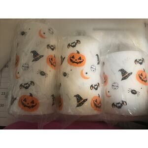 Halloween Flameless Pillar Candles Flickering Pumpkin Bats LED